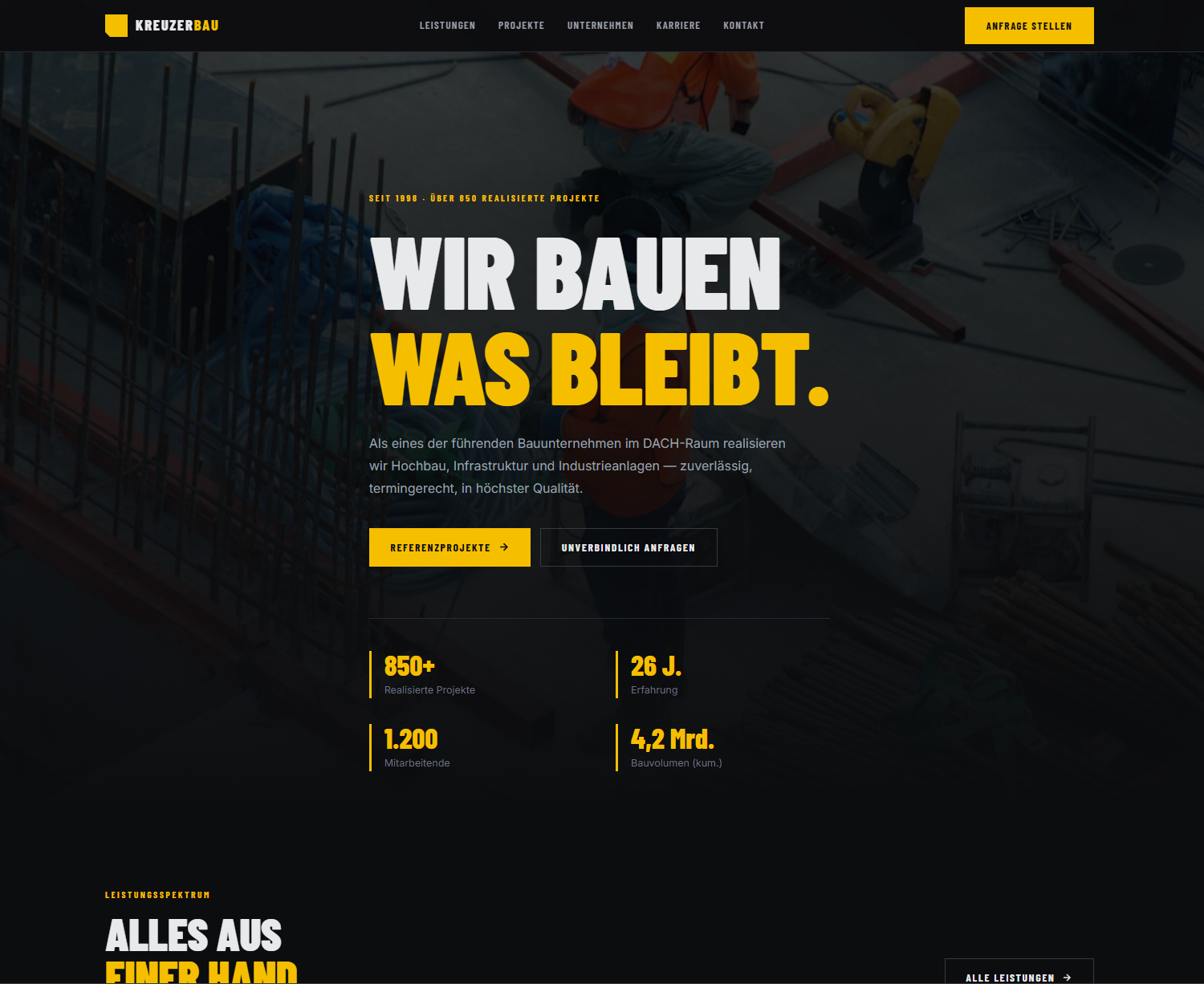 Beispiel Webseite Layout Pro Prestige